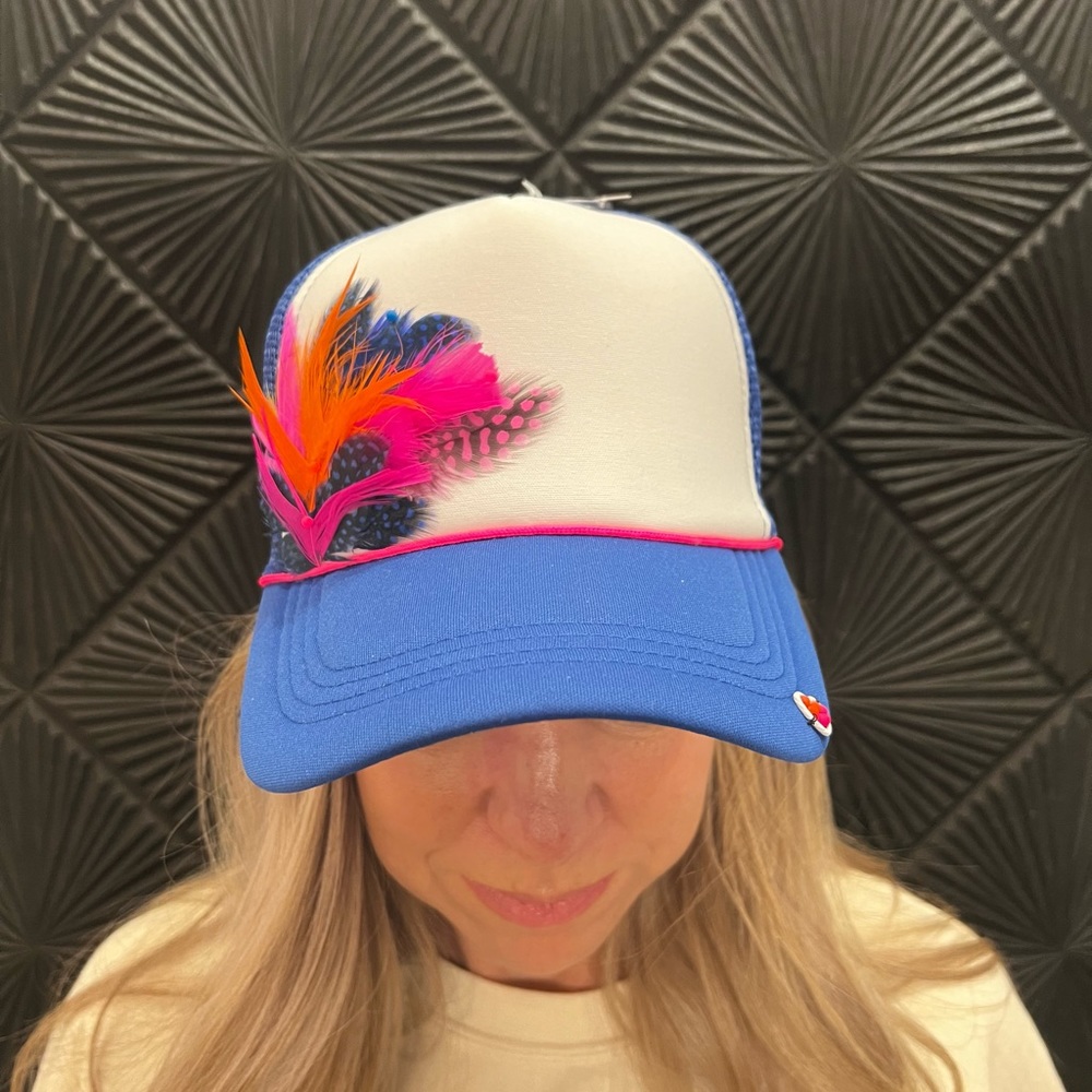 Custom Blue Feather Hat